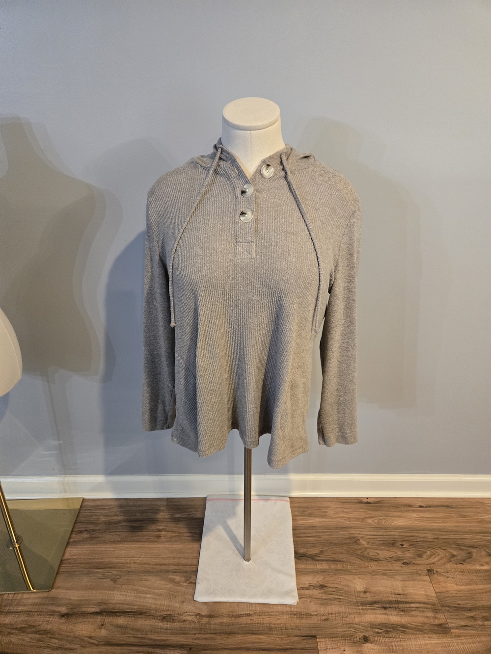 Cozy Knit Hoodie Sweater in Light Taupe